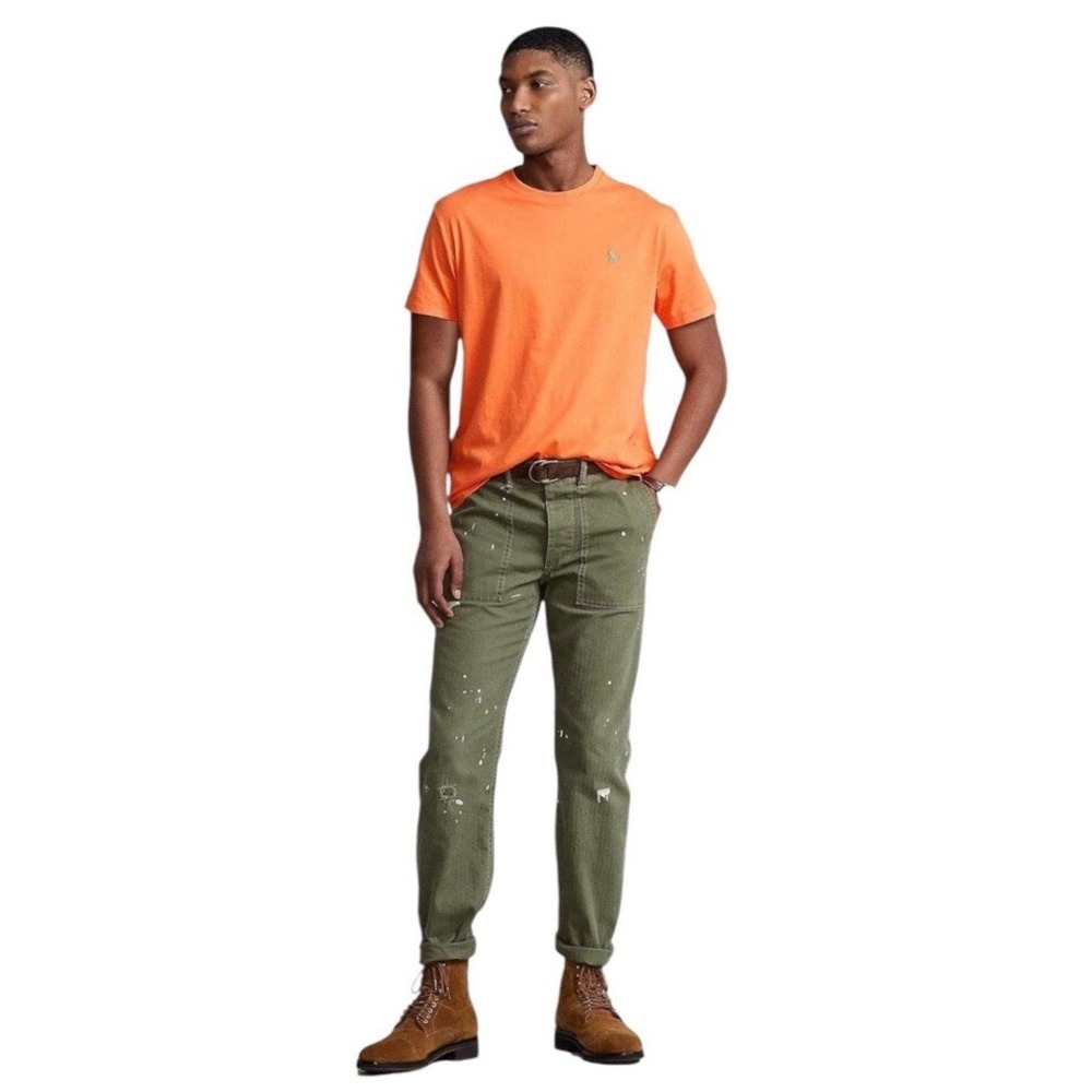 Polo Ralph Lauren T-Shirt Mens Large Orange Short Sleeve Crew Neck Pony Logo
